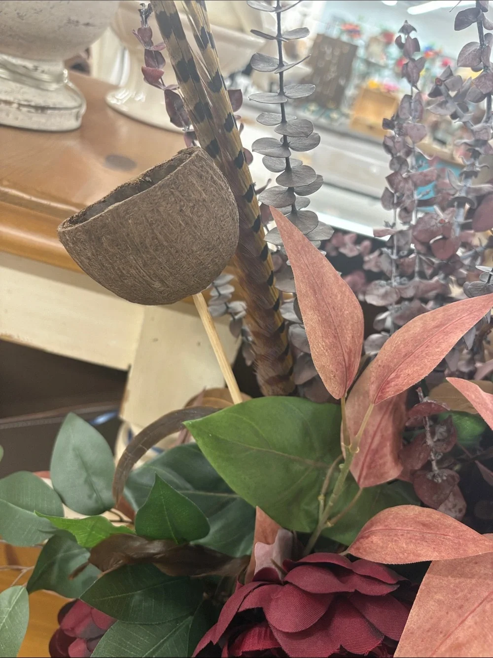 Artificial Burgundy Peony Floral Arrangement -